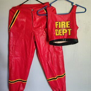 Firefighter Red Leather Costume